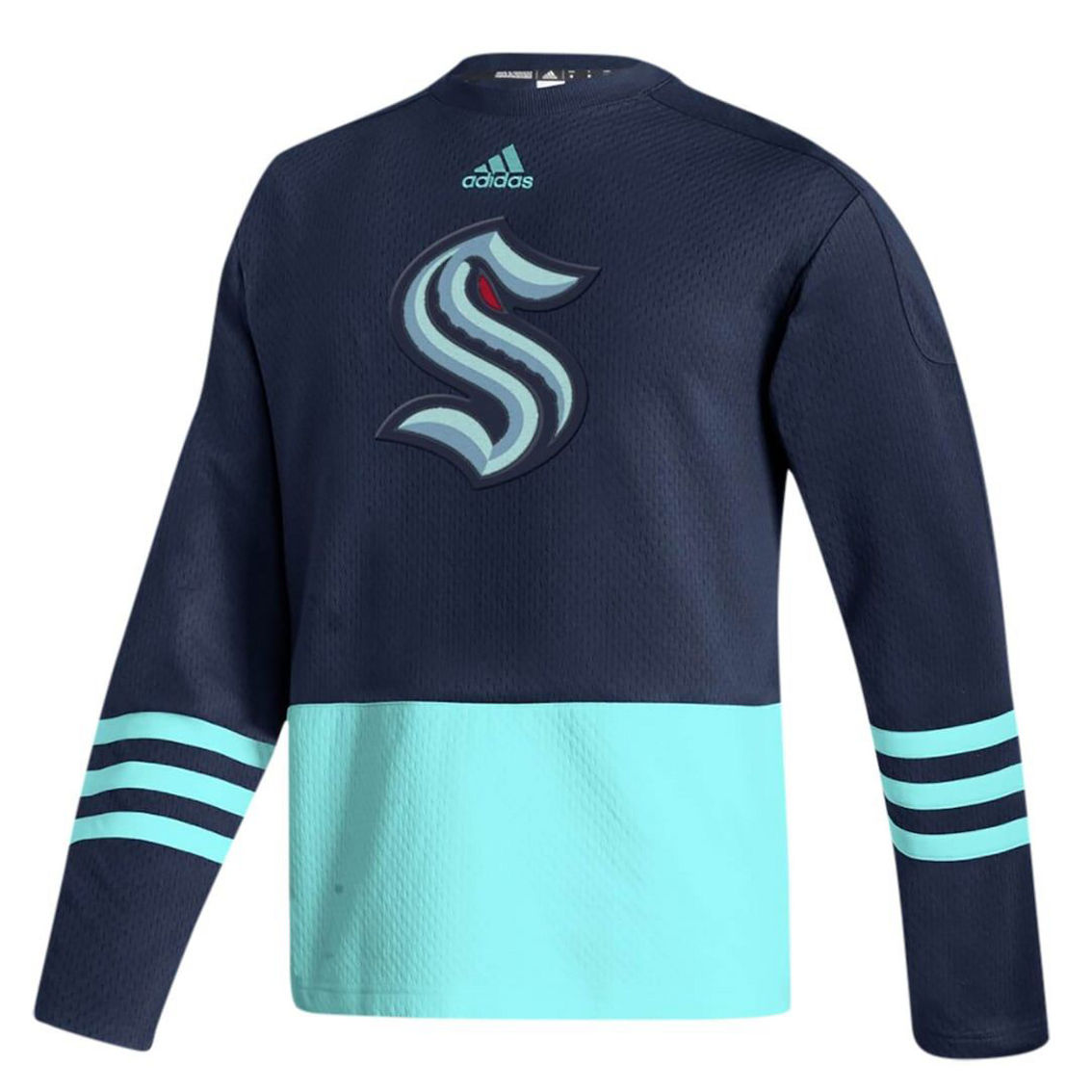 adidas Men's Deep Sea Blue Seattle Kraken Logo AEROREADY Pullover Sweater - Image 3 of 4