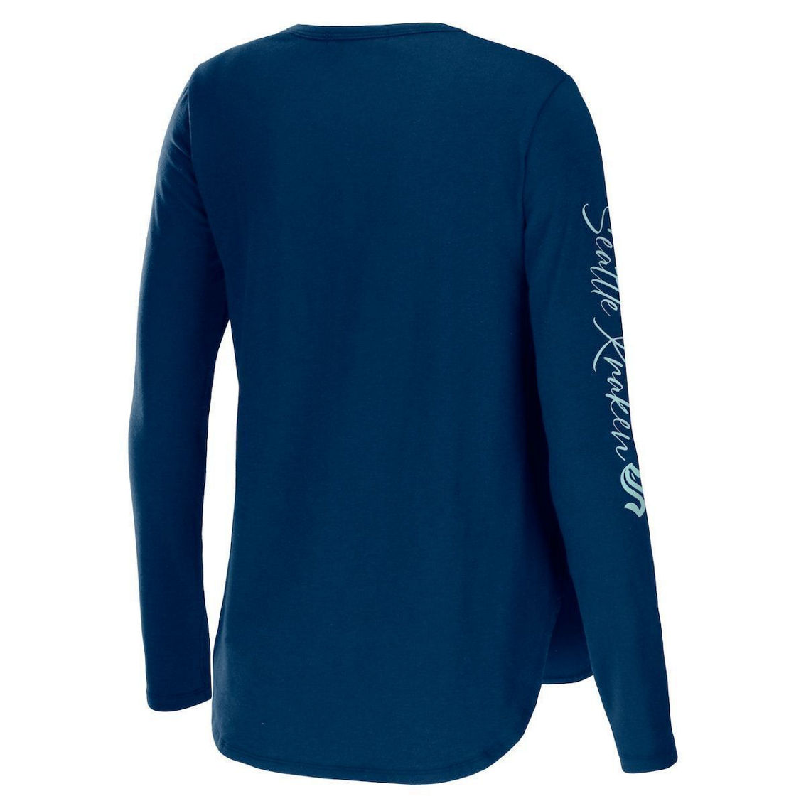 WEAR by Erin Andrews Women's Deep Sea Blue Seattle Kraken Team Scoop Neck Long Sleeve T-Shirt - Image 4 of 4