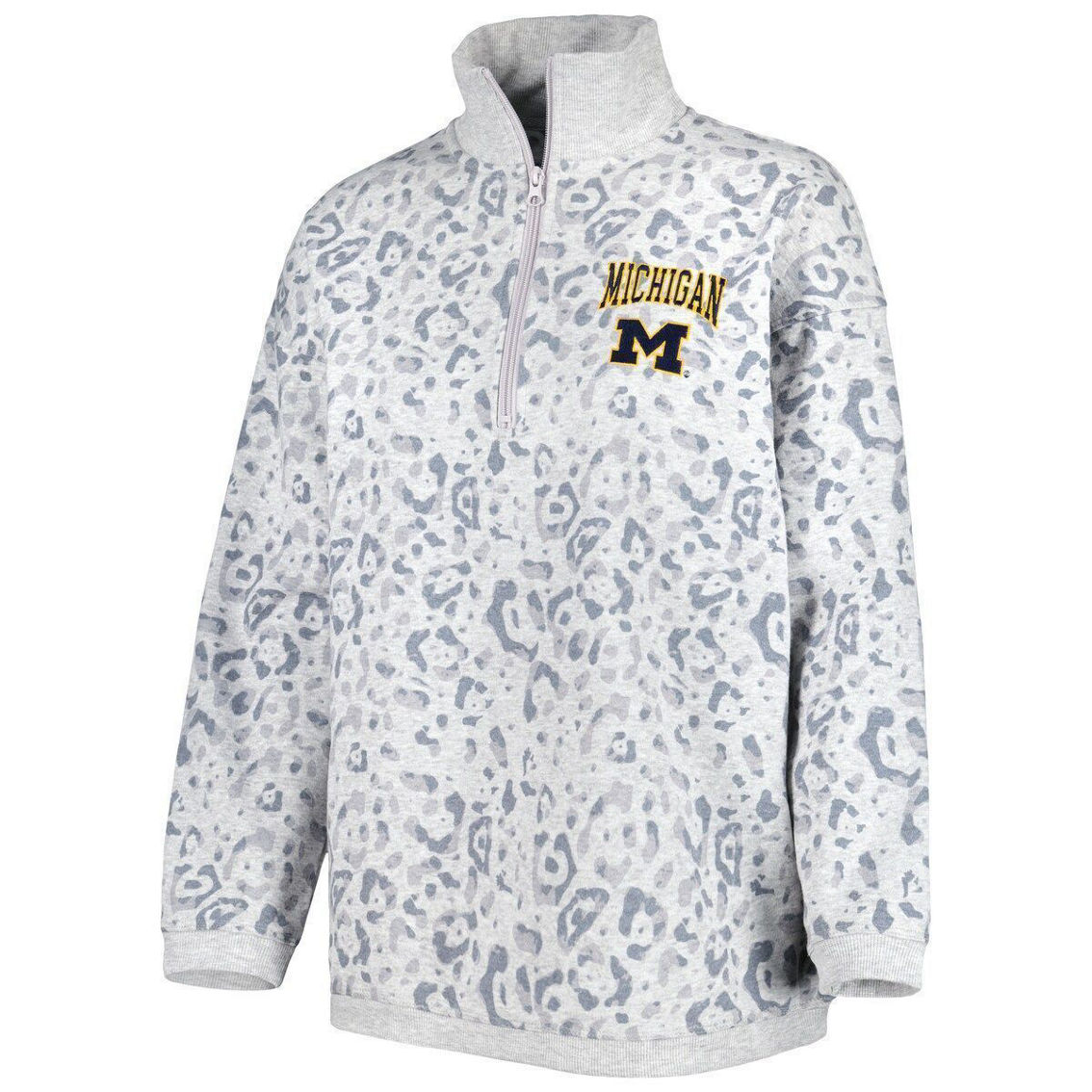 Gameday Couture Women's Heather Gray Michigan Wolverines Leopard Quarter-Zip Sweatshirt - Image 3 of 4