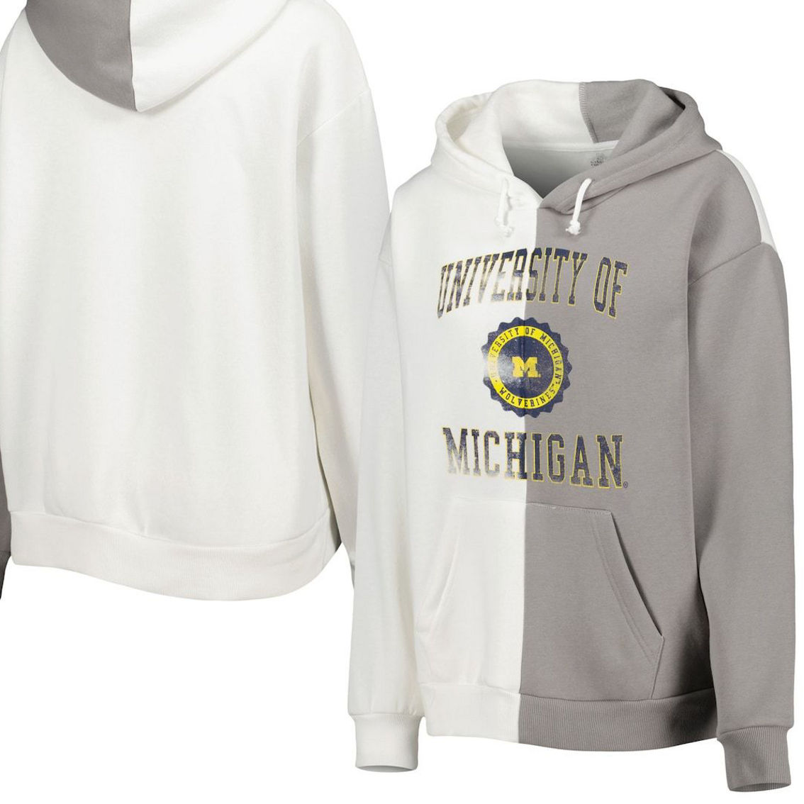 Gameday Couture Women's Gray/White Michigan Wolverines Split Pullover Hoodie - Image 2 of 4