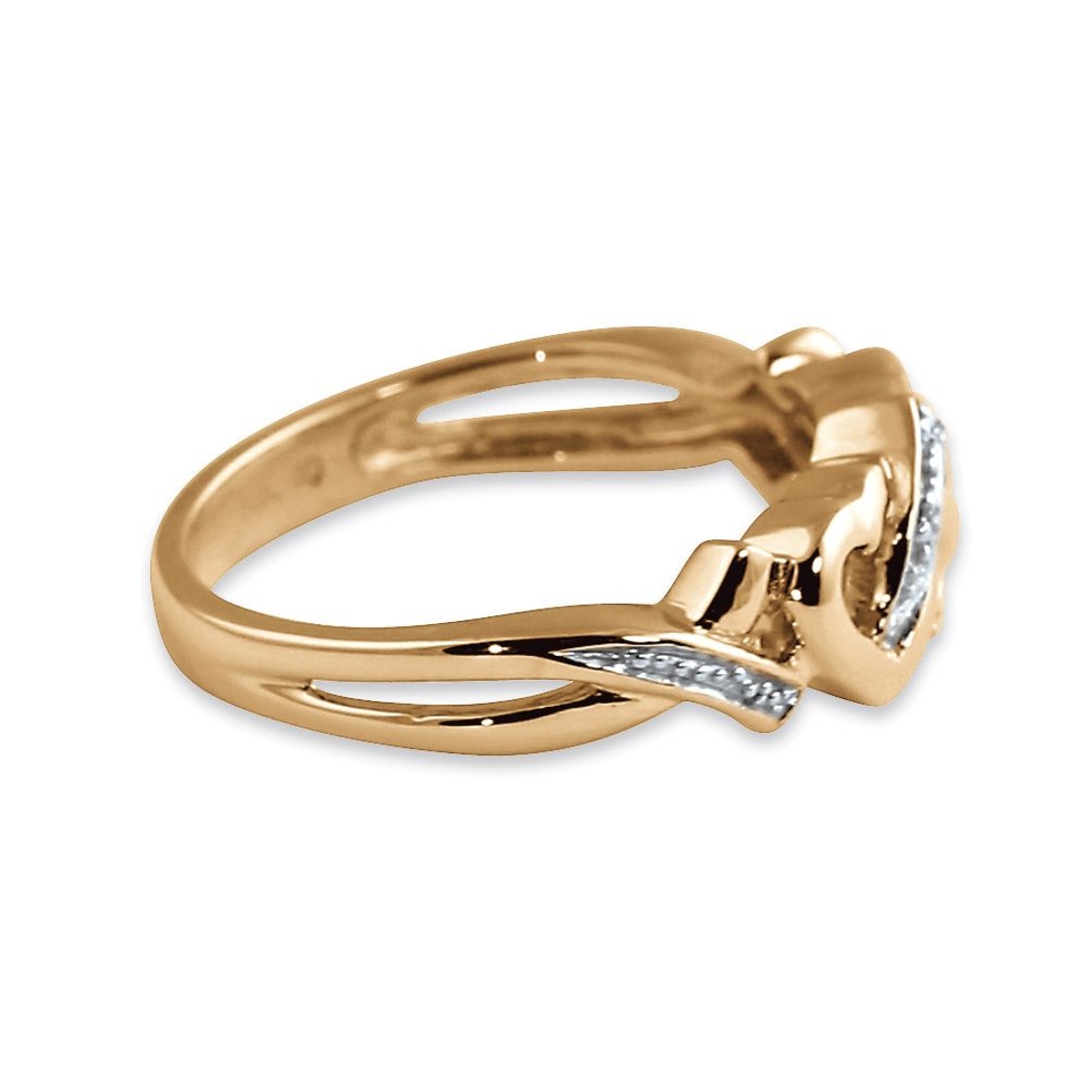 Diamond Accent Two-Tone Interlocking Hearts Ring in 18k Gold-plated Sterling Silver - Image 2 of 5