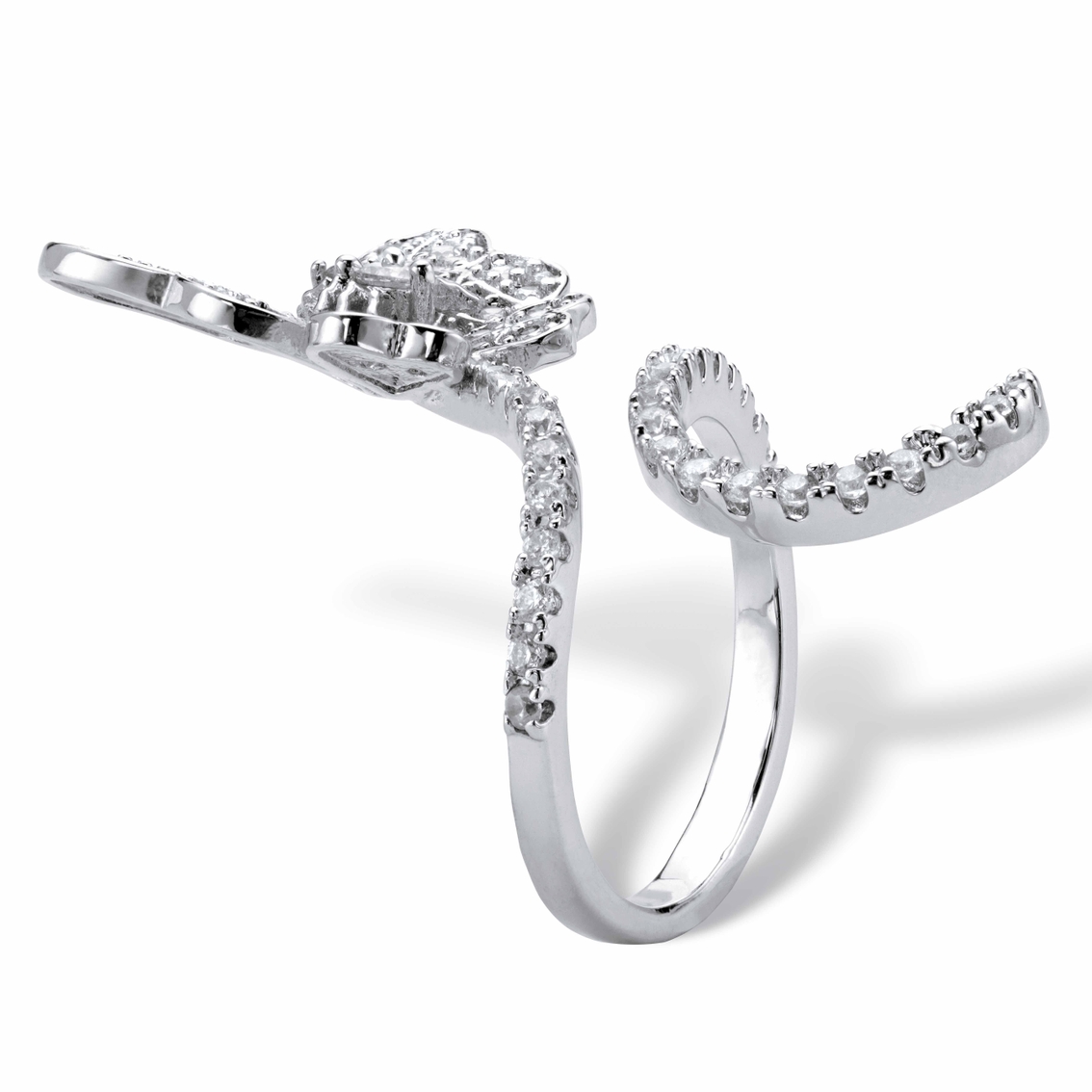 PalmBeach Platinum-Plated Pear-Cut Cubic Zirconia Butterfly Wraparound Ring - Image 2 of 5