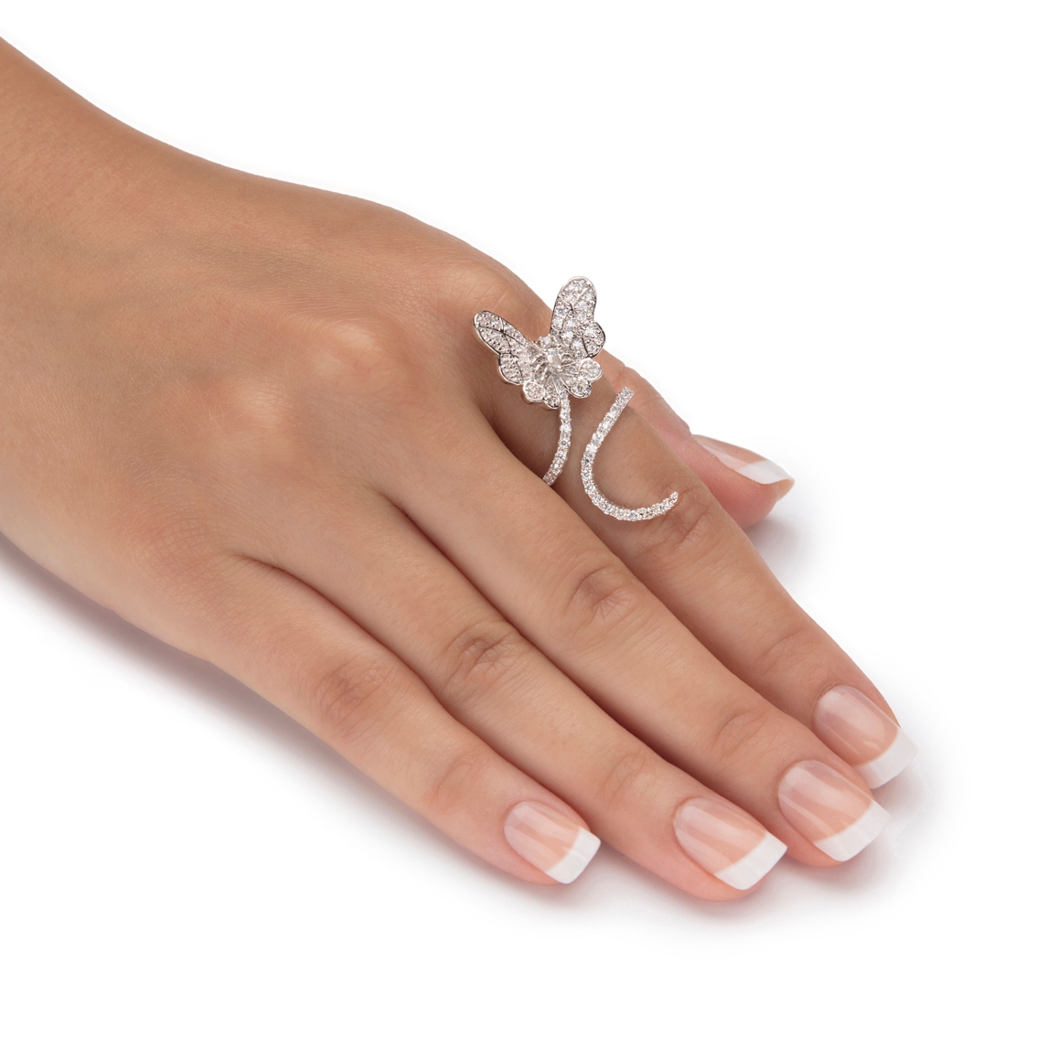 PalmBeach Platinum-Plated Pear-Cut Cubic Zirconia Butterfly Wraparound Ring - Image 3 of 5