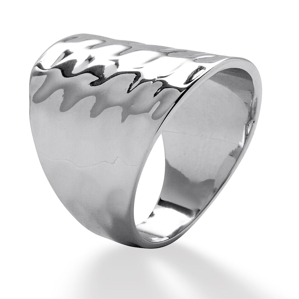 Platinum-Plated Hammered-Style Cigar Band Ring - Image 2 of 5