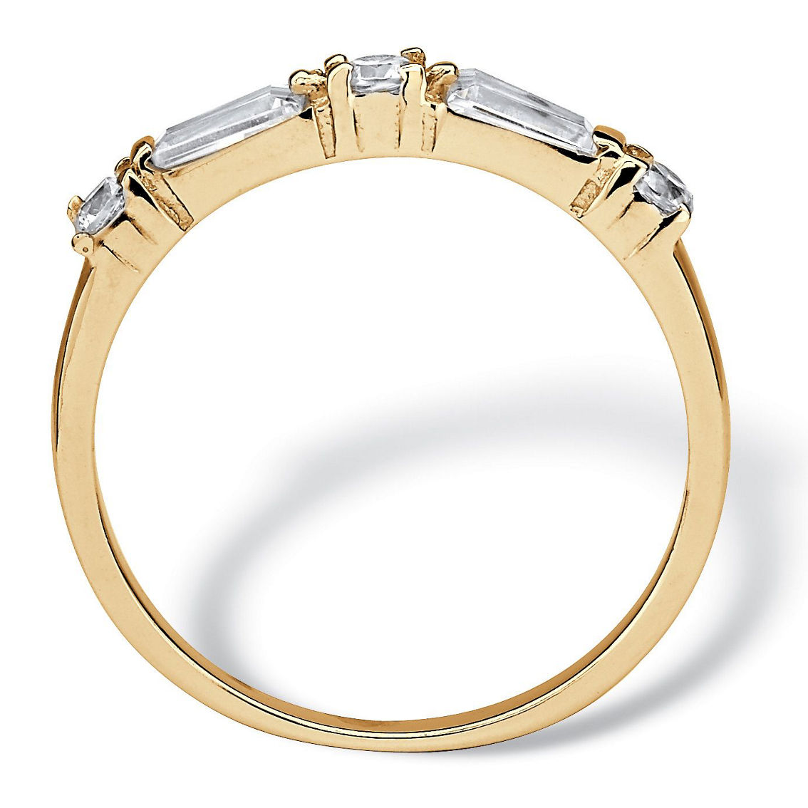PalmBeach Gold-plated Sterling Silver Baguette Cubic Zirconia Wedding Ring - Image 2 of 5