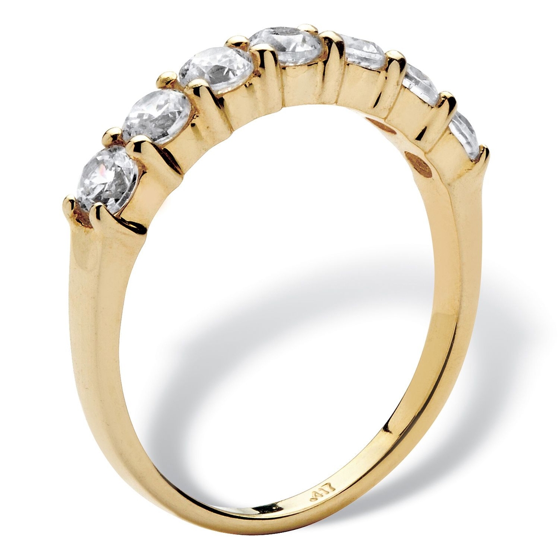 Round Cubic Zirconia Wedding Anniversary Band Ring .70 TCW in Solid 10k Yellow Gold - Image 2 of 5
