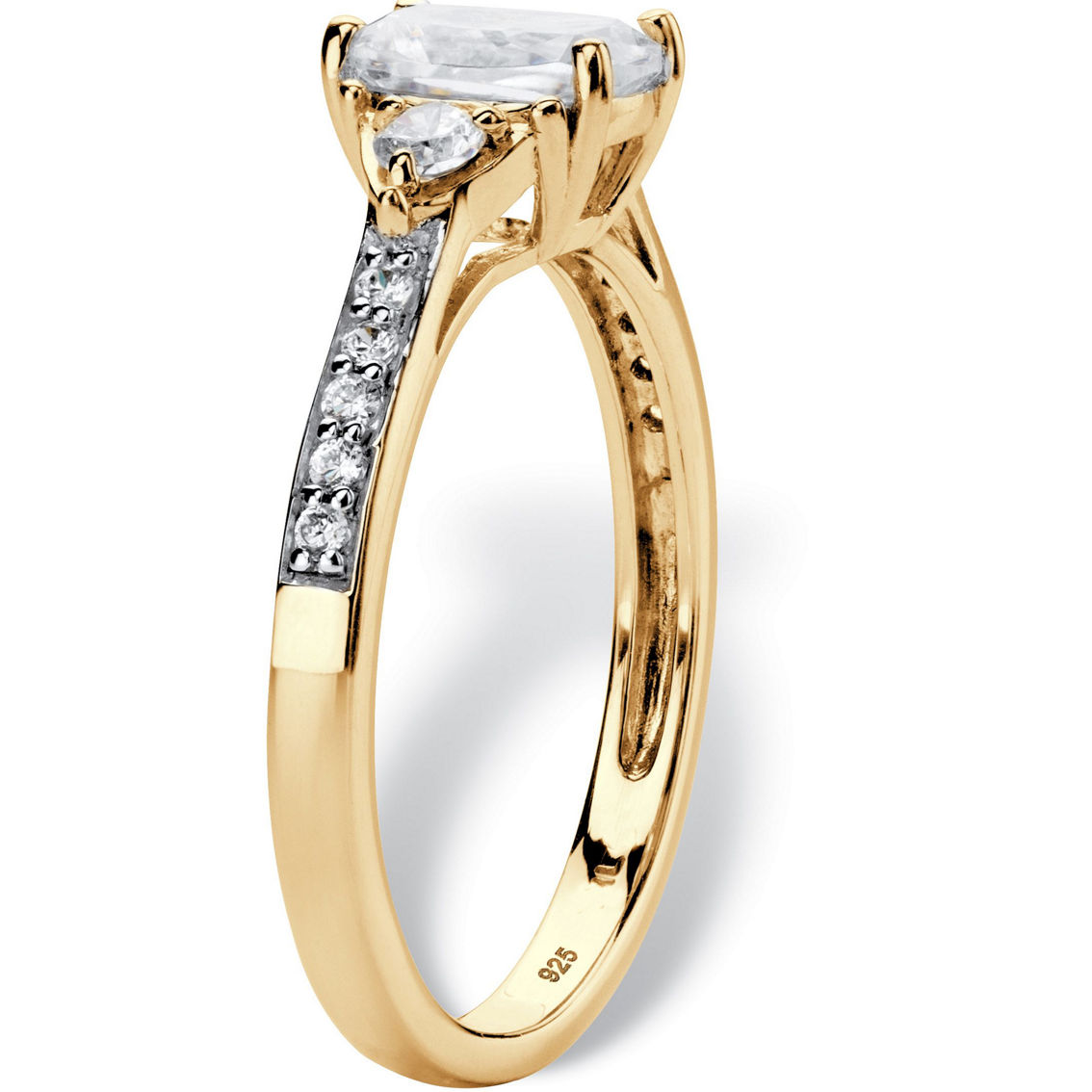 PalmBeach Gold-plated Sterling Silver Created White Sapphire Promise Ring - Image 2 of 5