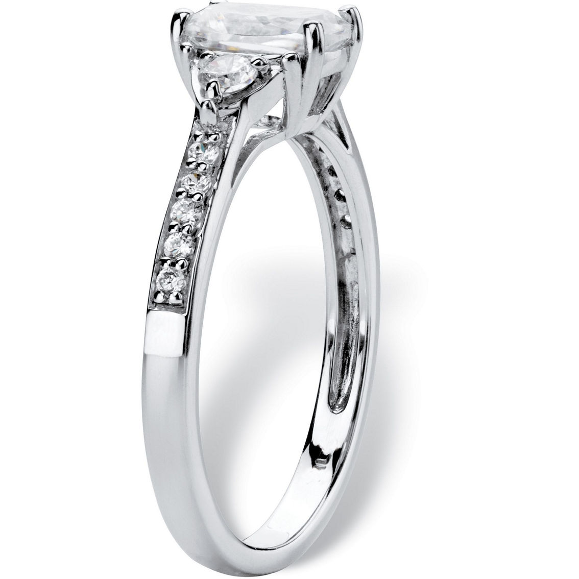 PalmBeach Platinum-plated Sterling Silver Created White Sapphire Promise Ring - Image 2 of 5