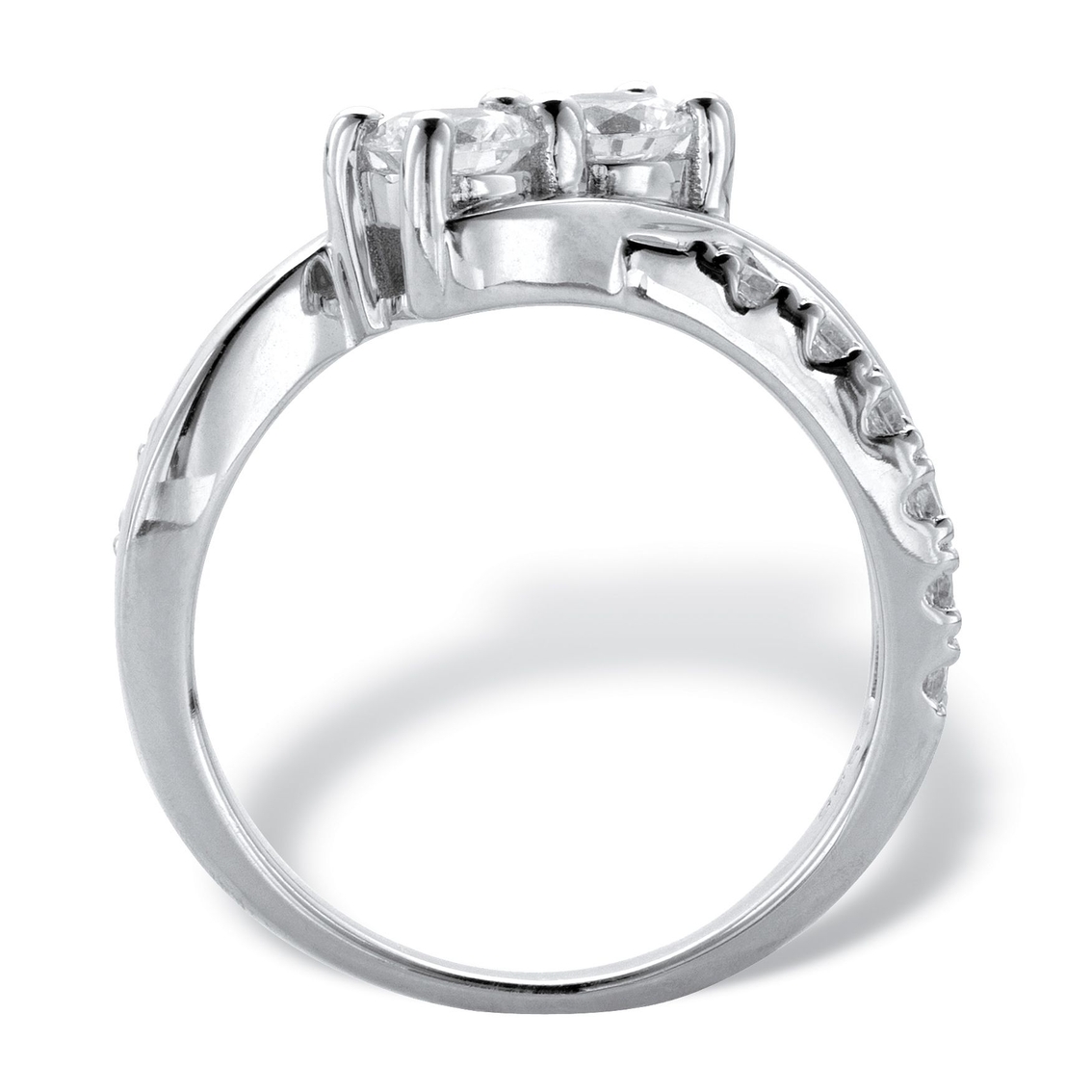 PalmBeach 1.20 Cttw. Platinum-plated Silver Cubic Zirconia Bypass Promise Ring - Image 2 of 5