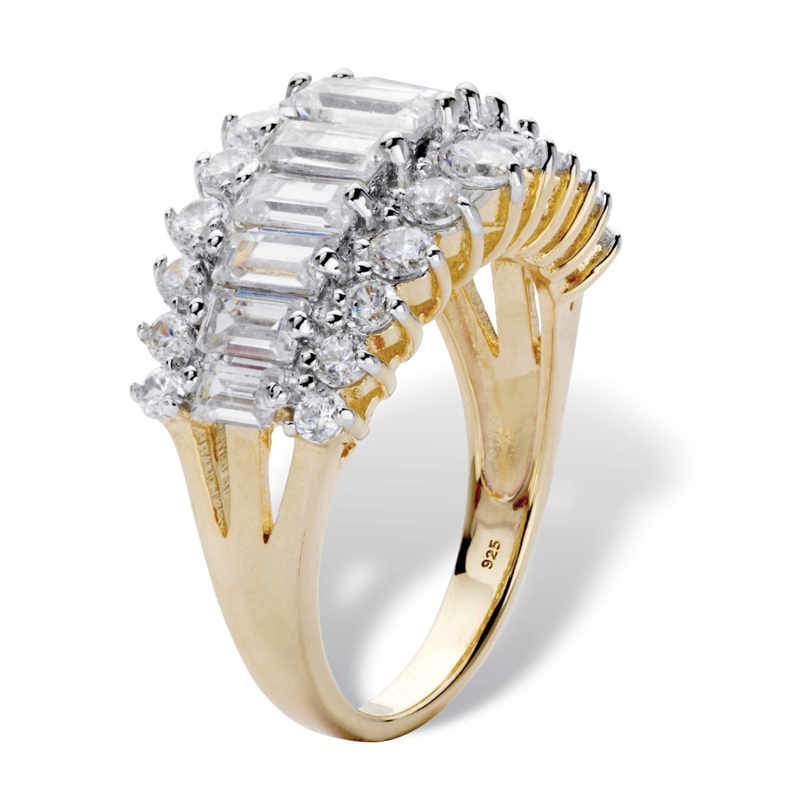 PalmBeach 4.38 TCW Cubic Zirconia Gold-Plated Sterling Silver Engagement Ring - Image 2 of 5