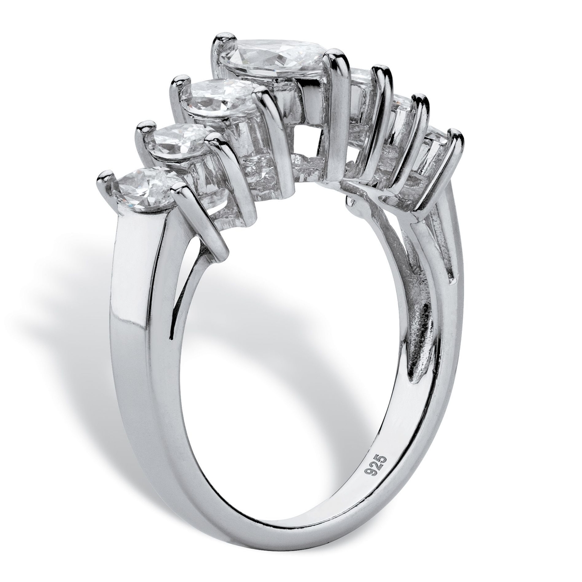 PalmBeach Platinum-plated Silver Marquise-Cut Cubic Zirconia Anniversary Band - Image 2 of 5