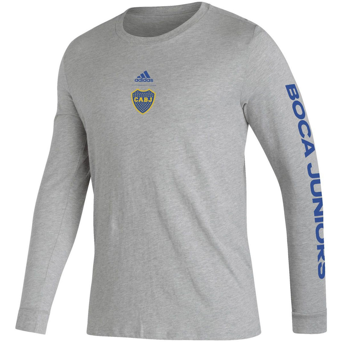 adidas Men's Heather Gray Boca Juniors Team Crest Long Sleeve T-Shirt - Image 3 of 4