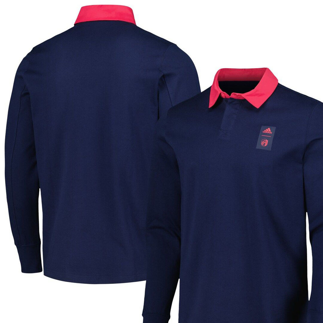 adidas Men's 2023 Player Navy St. Louis City SC Travel Long Sleeve Polo - Image 2 of 4