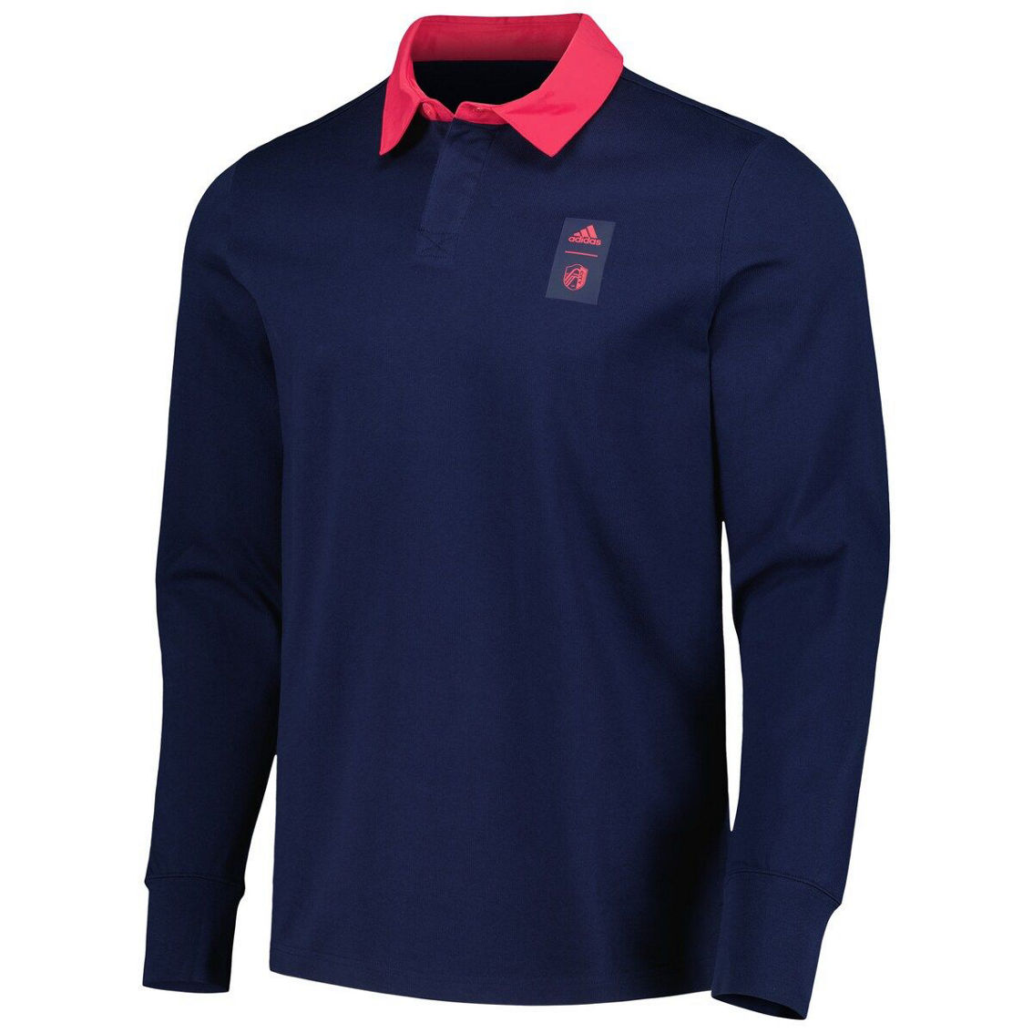 adidas Men's 2023 Player Navy St. Louis City SC Travel Long Sleeve Polo - Image 3 of 4