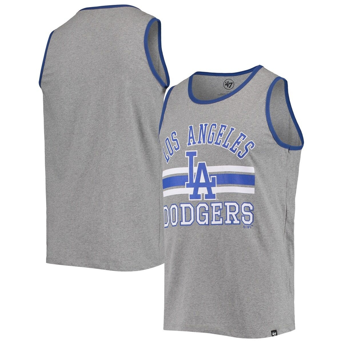 '47 Men's Heathered Gray Los Angeles Dodgers Edge Super Rival Tank Top - Image 2 of 4