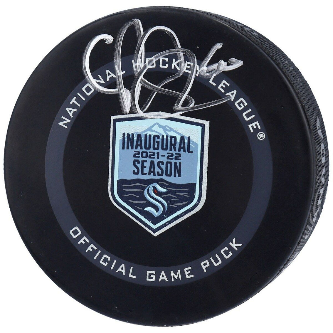 Fanatics Authentic Chris Driedger Seattle Kraken Autographed 2021-22 Inaugural Season Official Game Puck - Image 2 of 3