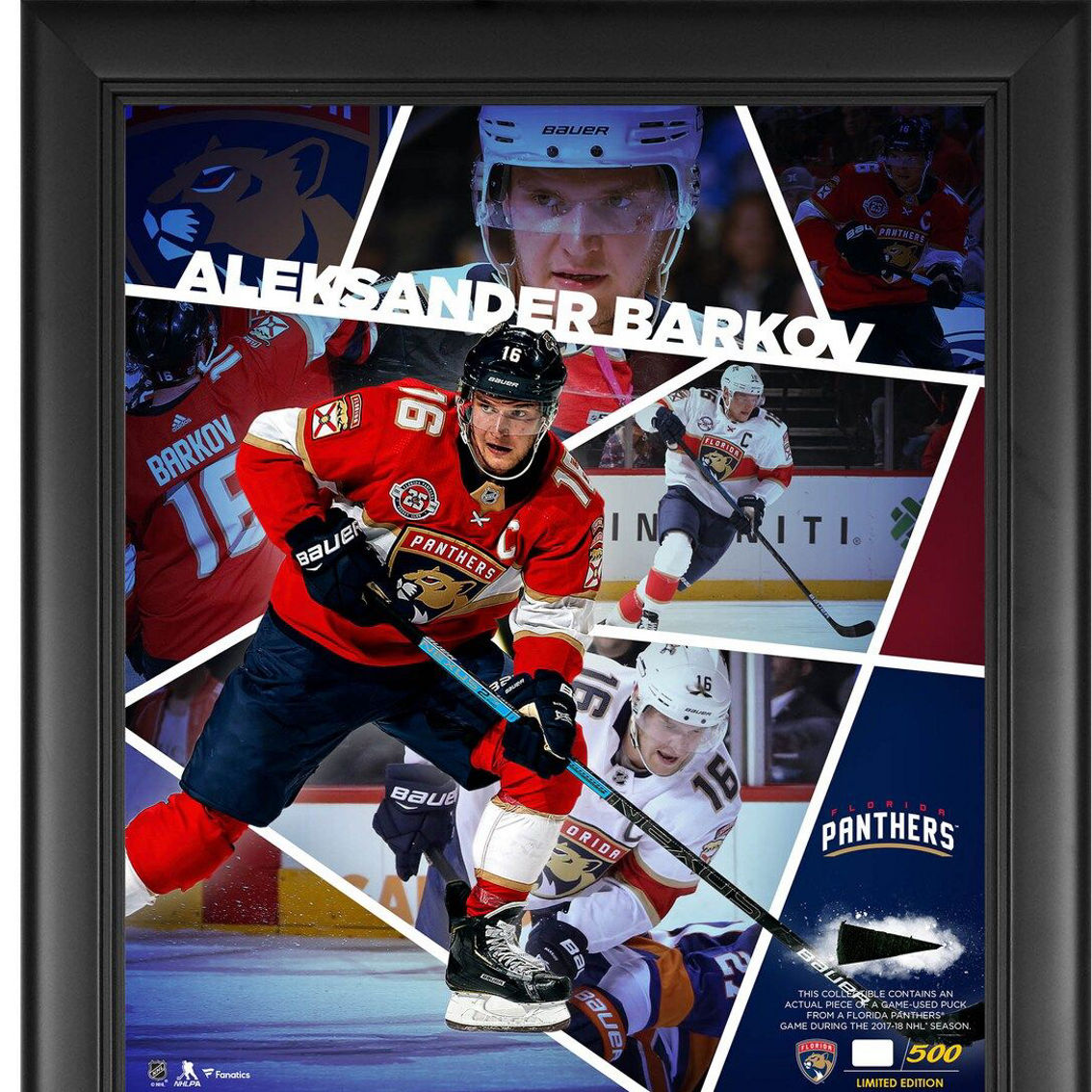 Fanatics Authentic Aleksander Barkov Florida Panthers Framed 15'' x 17'' Impact Player Collage with a Piece of Game-Used Puck - Limited Edition of 500 - Image 2 of 2