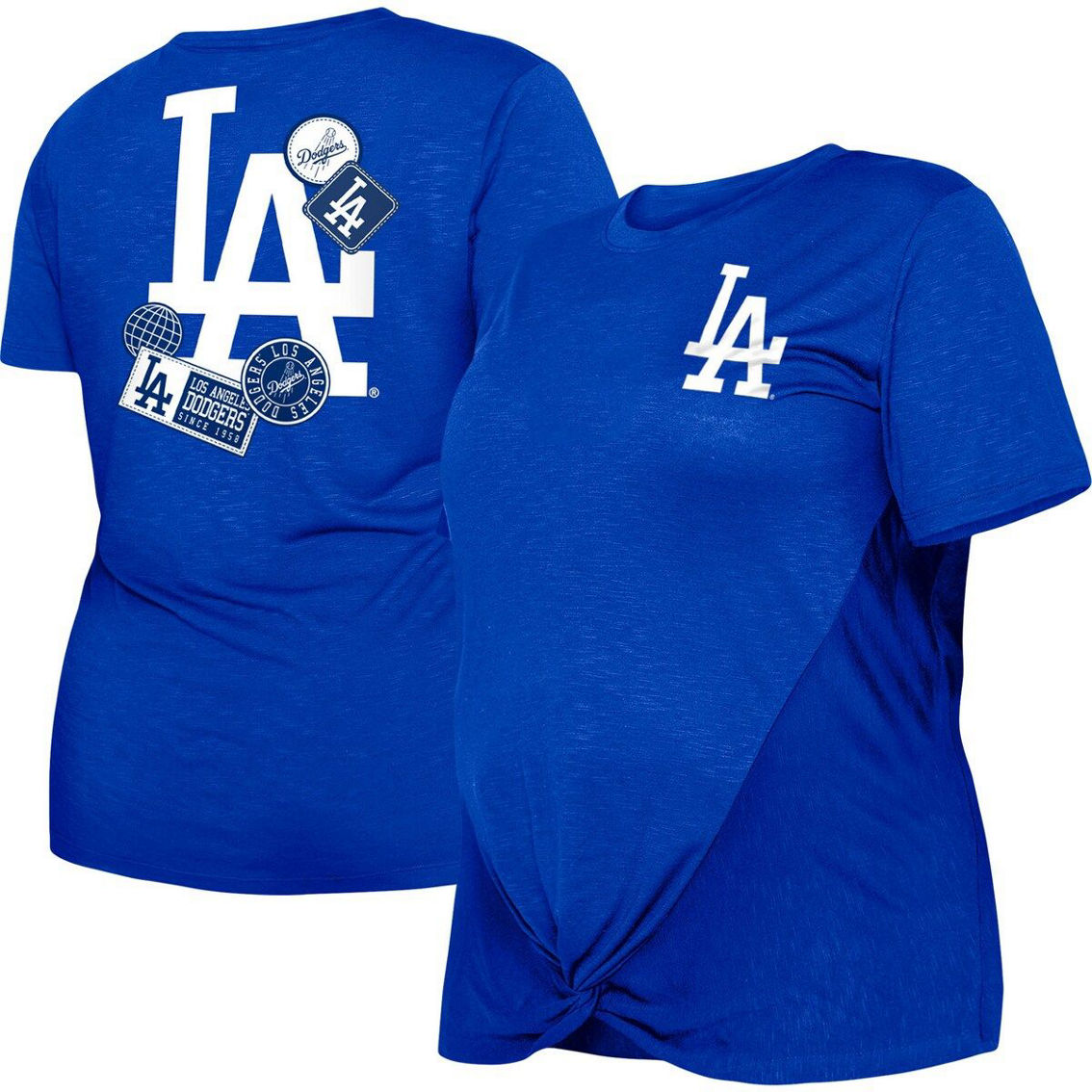 New Era Women's Royal Los Angeles Dodgers Plus Size Two-Hit Front Knot T-Shirt - Image 2 of 4