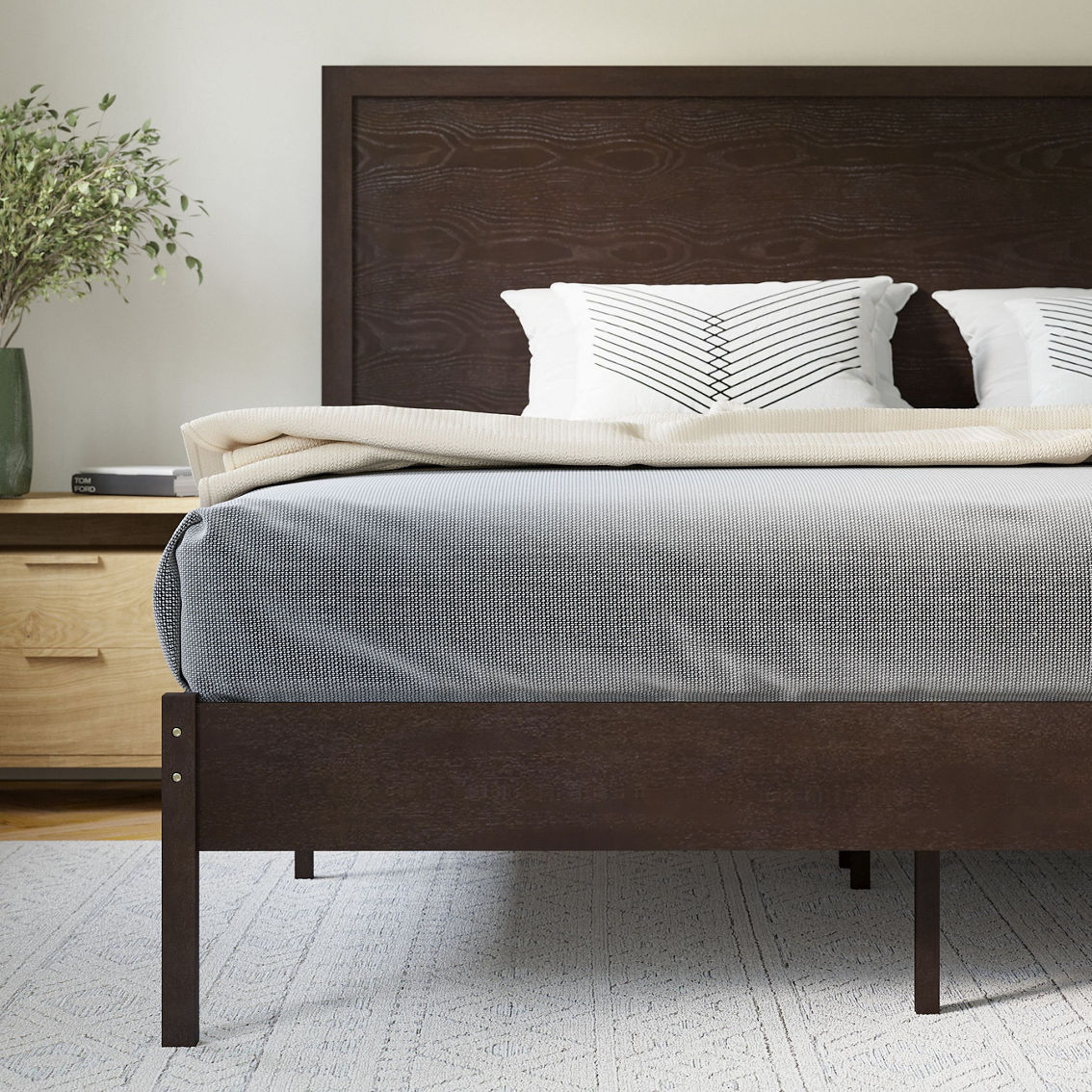 Flash Furniture Wooden Platform Bed with Headboard - Image 2 of 5