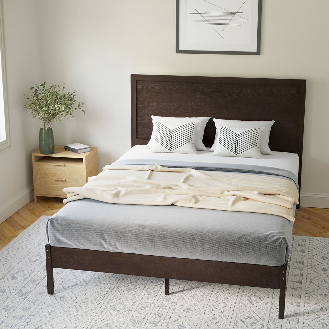 Flash Furniture Wooden Platform Bed with Headboard - Image 3 of 5