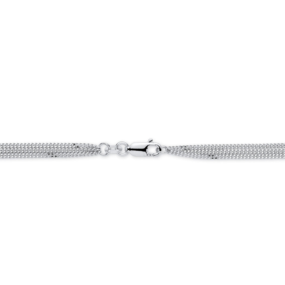 Open Heart Cutout Triple-Strand Ankle Bracelet in Sterling Silver - Image 2 of 4