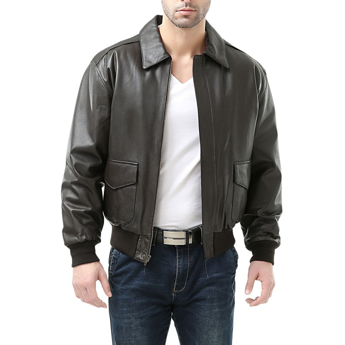 Landing Leathers Men Air Force A-2 Leather Flight Bomber Jacket - Regular & Tall - Image 4 of 5