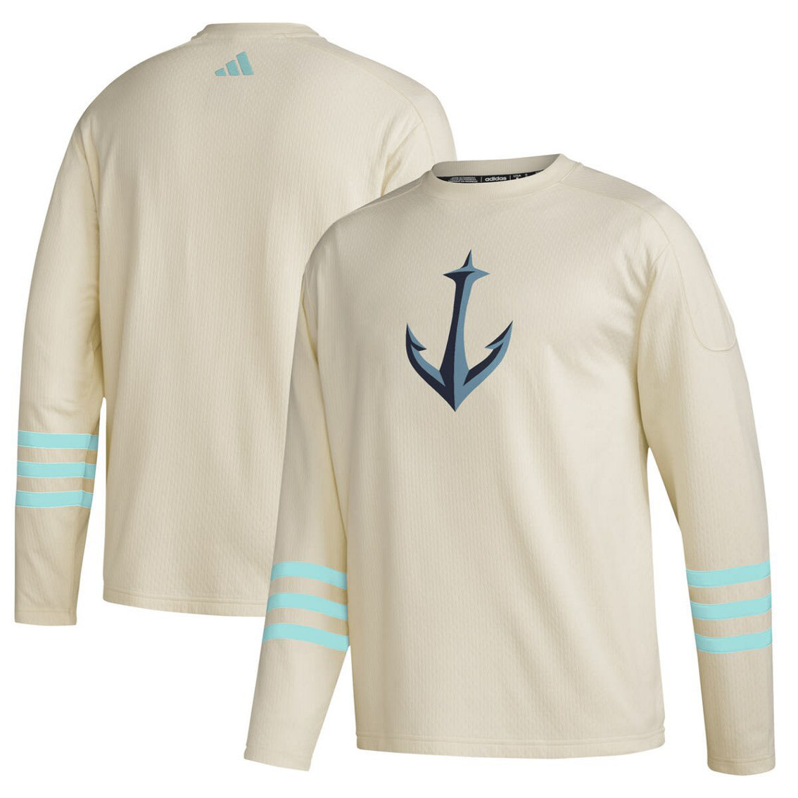 adidas Men's Khaki Seattle Kraken AEROREADY Pullover Sweater - Image 2 of 4