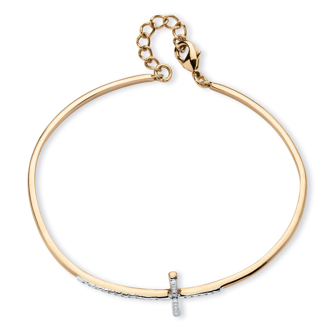 PalmBeach Pave Diamond Accent Horizontal Cross Bracelet 18k Gold-Plated - Image 2 of 4