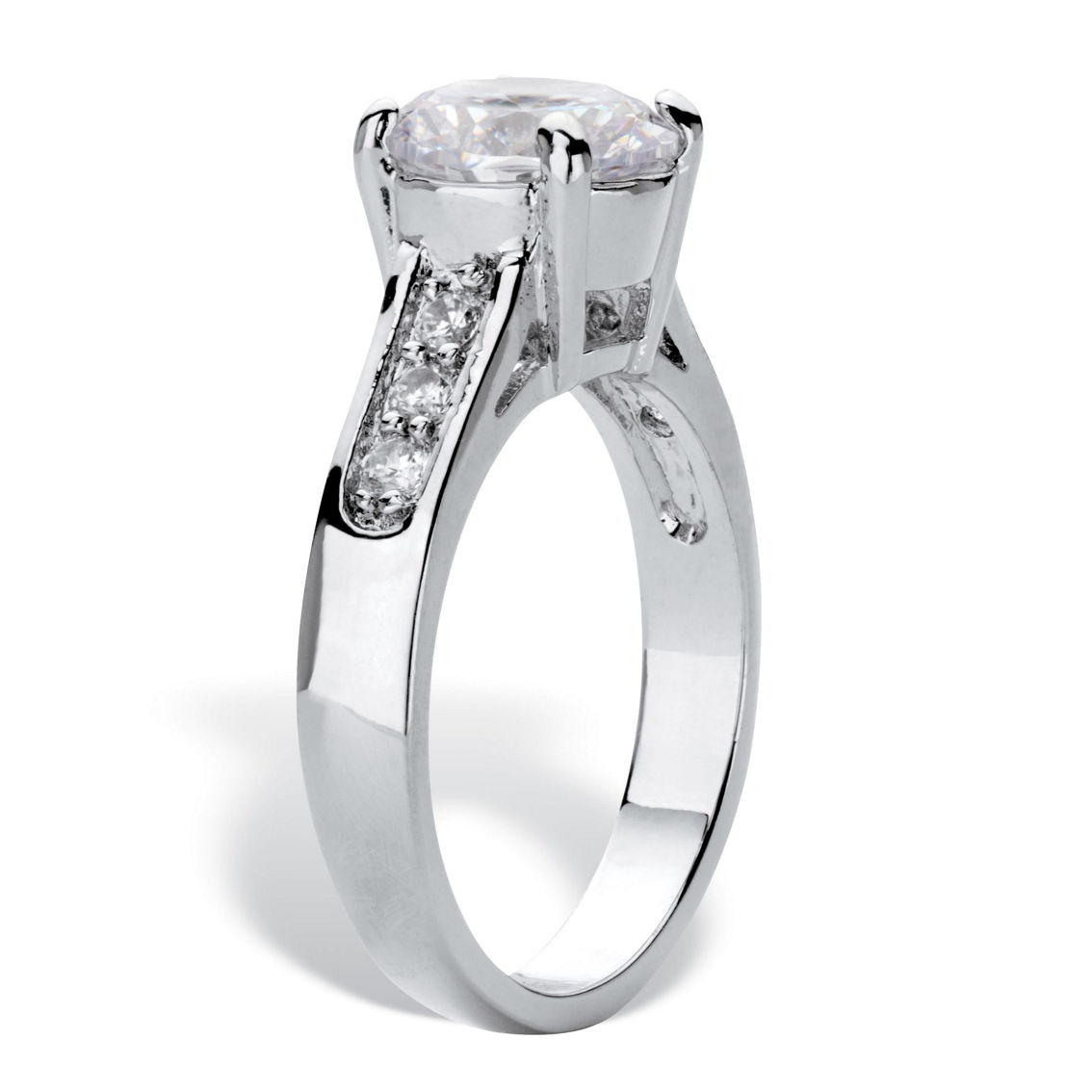 PalmBeach 2.20 TCW Round Cubic Zirconia Silvertone Engagement Anniversary Ring - Image 2 of 5