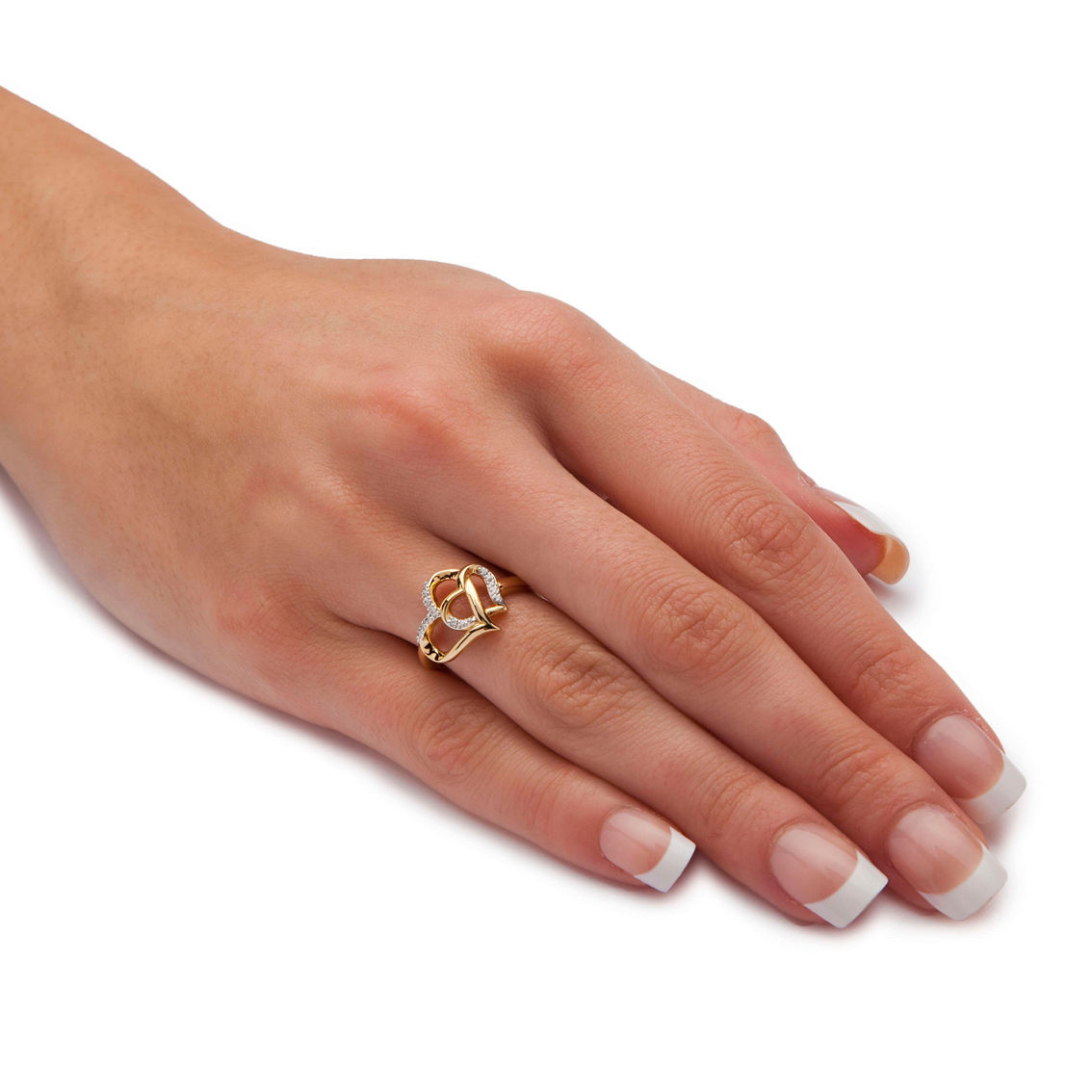 PalmBeach Diamond Accent Interlocking Heart Ring in Gold-plated Sterling Silver - Image 3 of 5