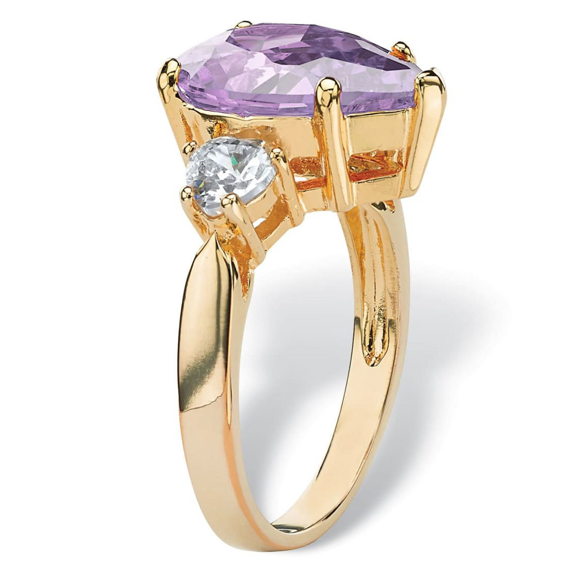 PalmBeach 6.41TCW Purple Pear-Shaped Cubic Zirconia Ring Yellow Gold-Plated - Image 2 of 5