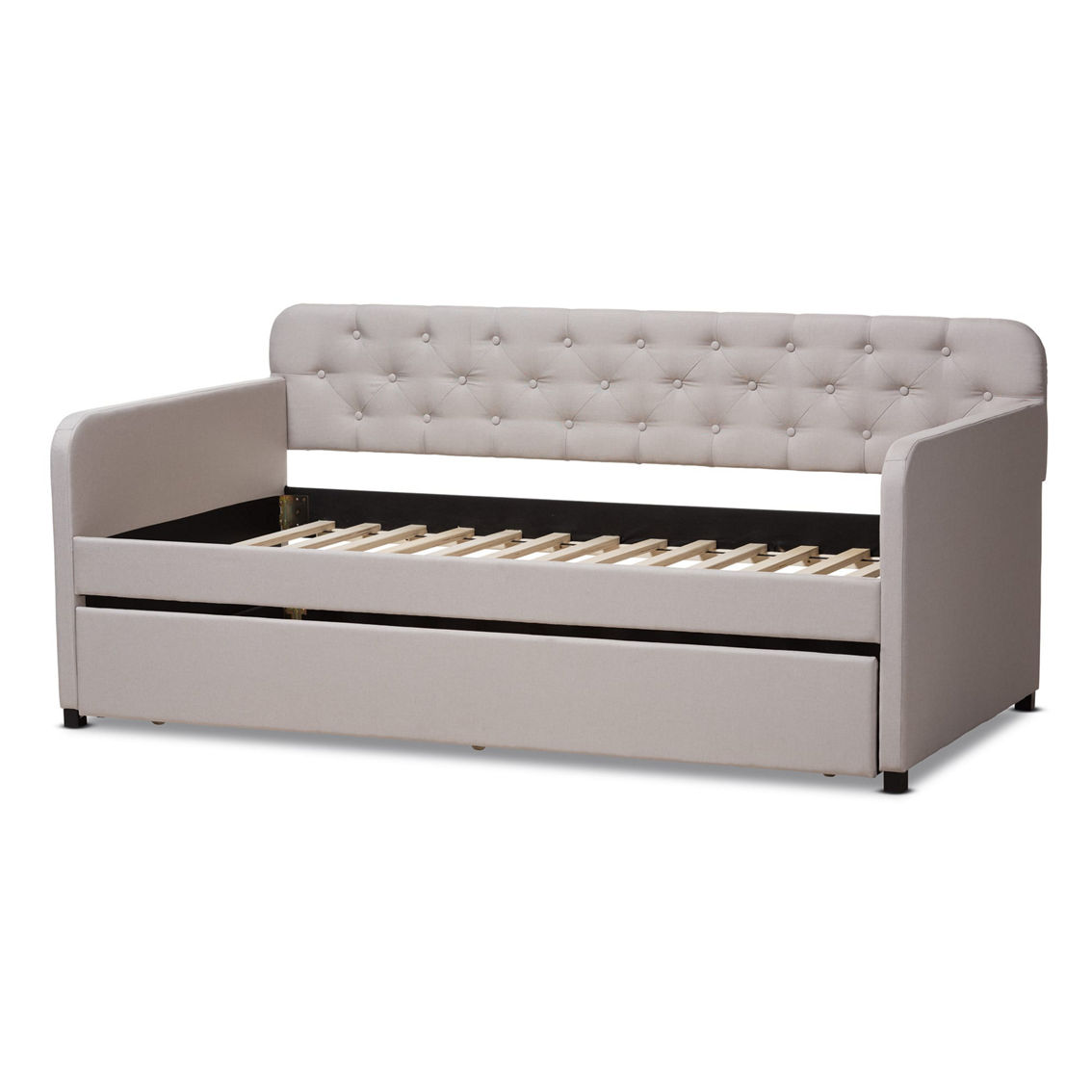 Baxton Studio Camelia Upholstered Twin Size Daybed with Trundle - Image 4 of 5