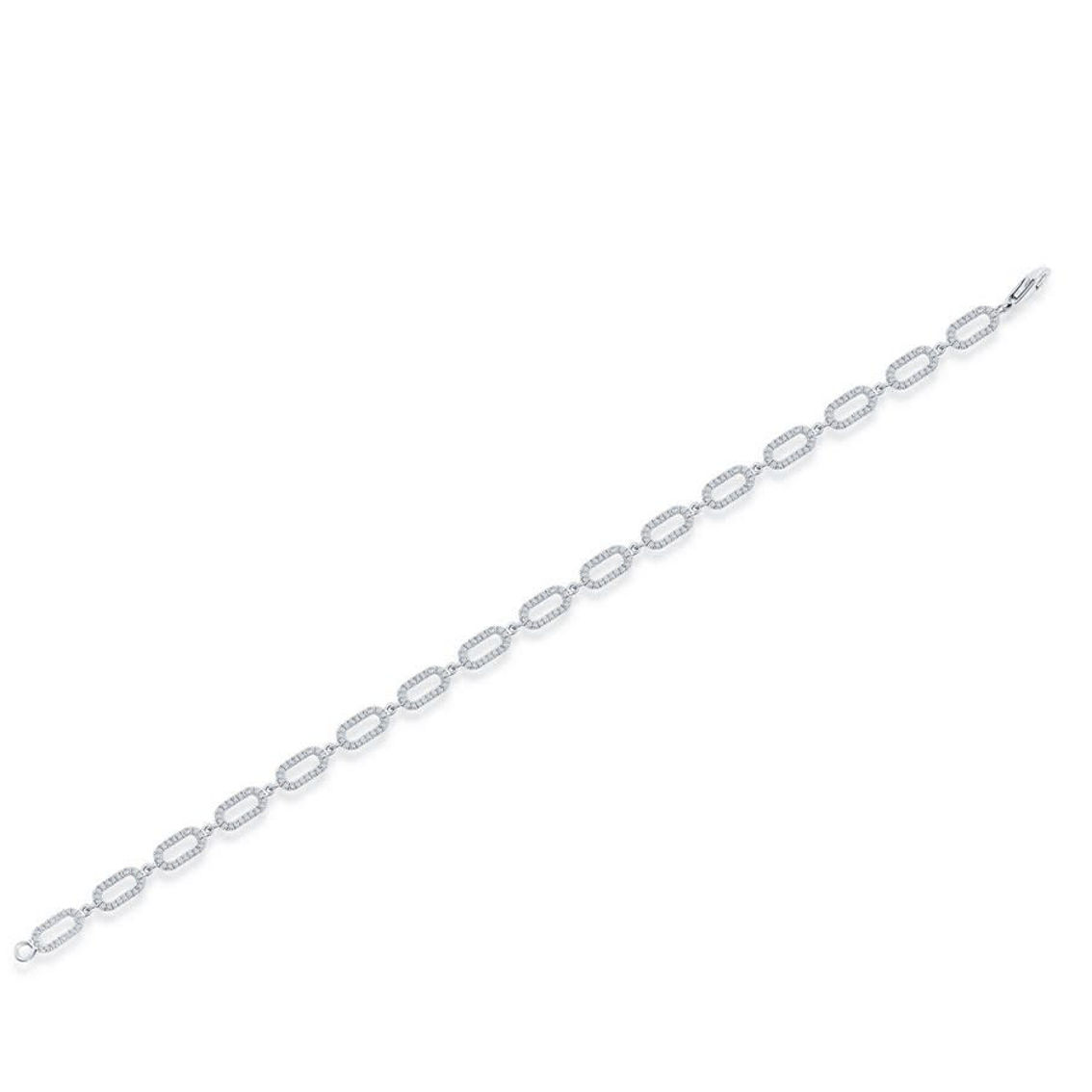 Diamonds D'Argento Sterling Silver Open Rectangle Diamond Bracelet - (340 Stones) - Image 2 of 3