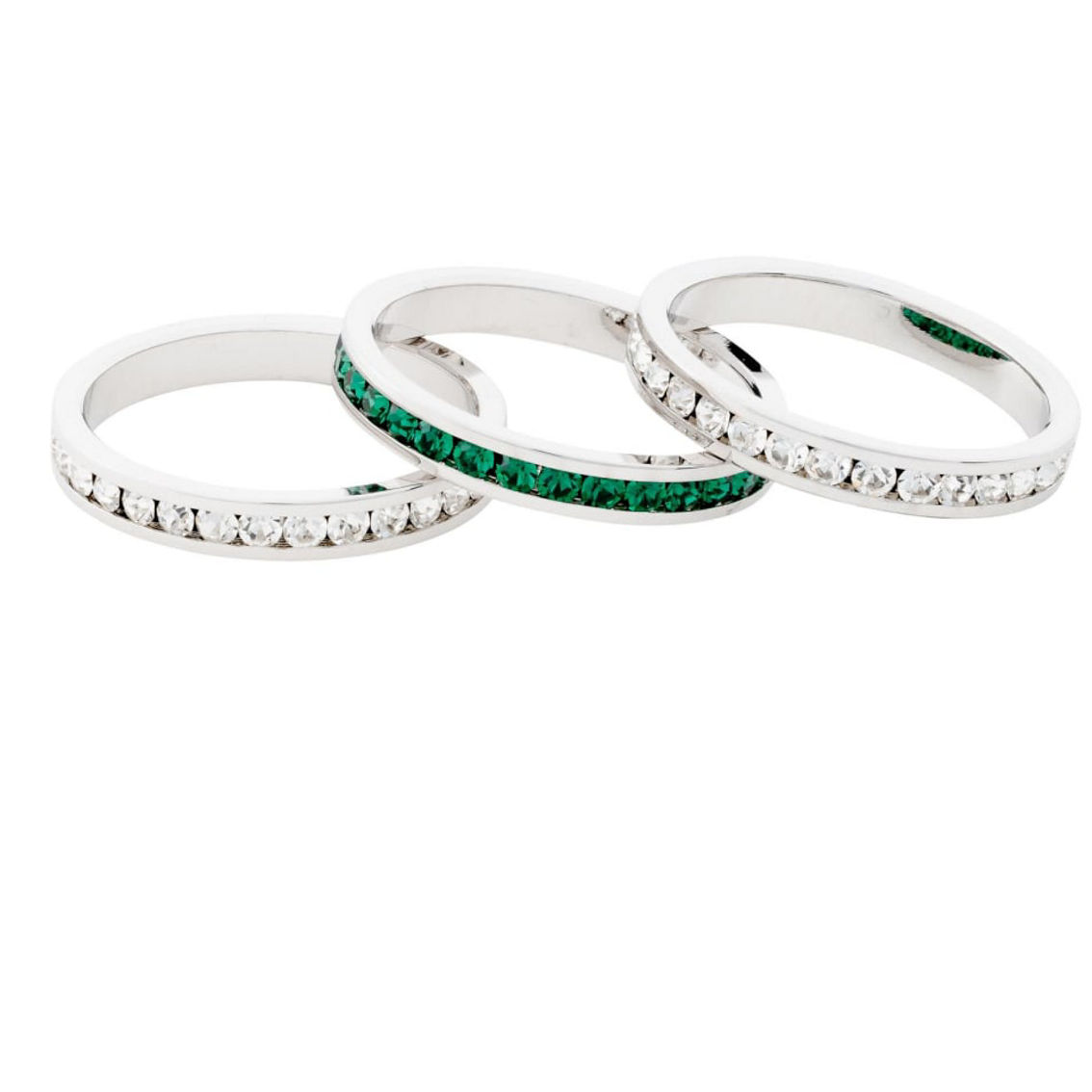 Sterling Silver Crystal Birthstone Eternity Ring Set - Image 2 of 2