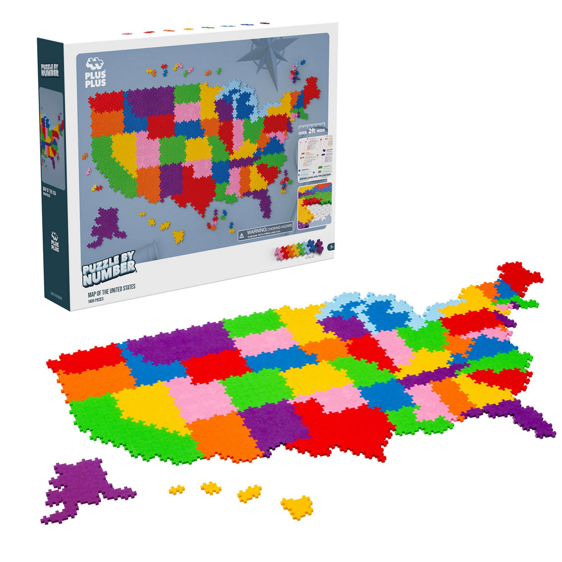 Plus-Plus Puzzle By Number - Map of the United States: 1400 Pcs - Image 2 of 5