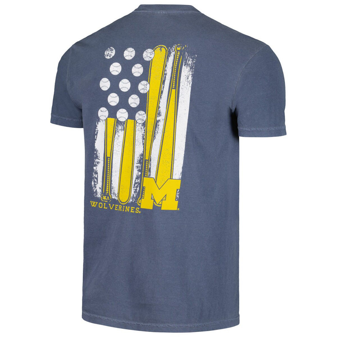 Image One Men's Navy Michigan Wolverines Baseball Flag Comfort Colors T-Shirt - Image 4 of 4