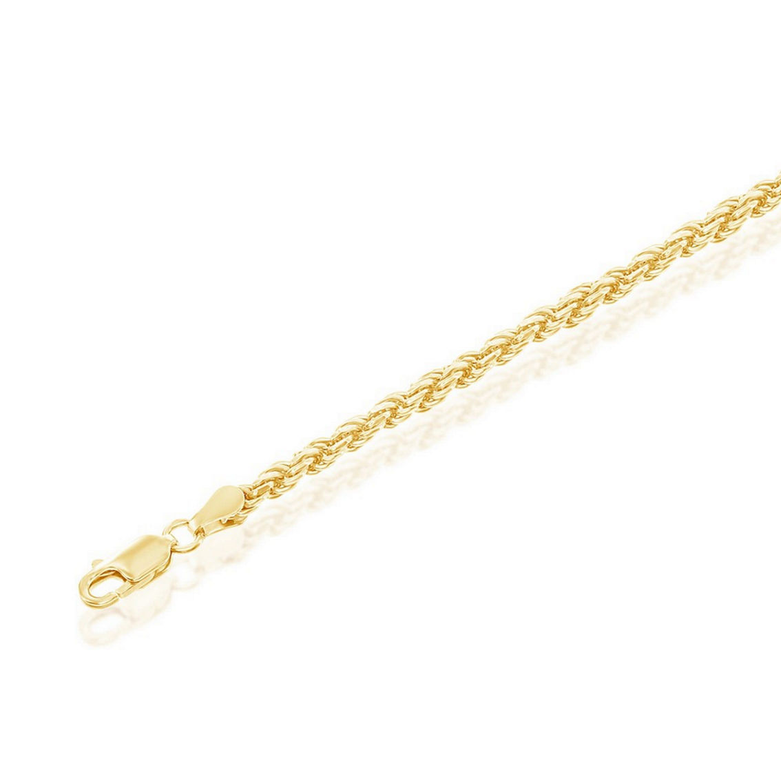 Links of Italy Sterling Silver Solid Diamond-Cut 3mm Rope Chain - Gold Plated - Image 2 of 3