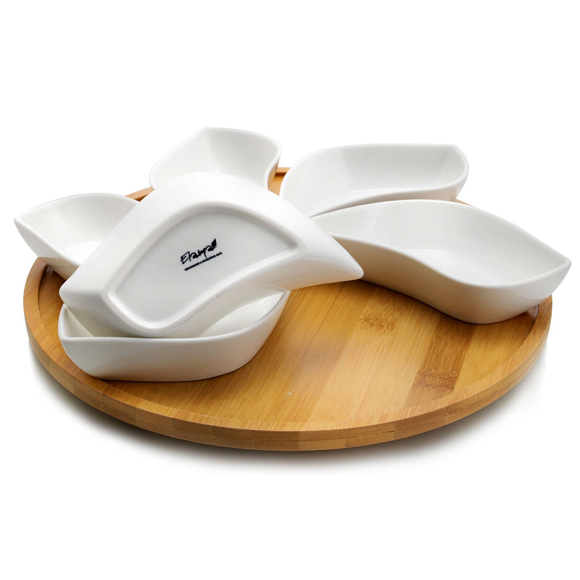 Elama Signature Modern 13.5 Inch 7pc Lazy Susan Appetizer and Condiment Server S - Image 2 of 5