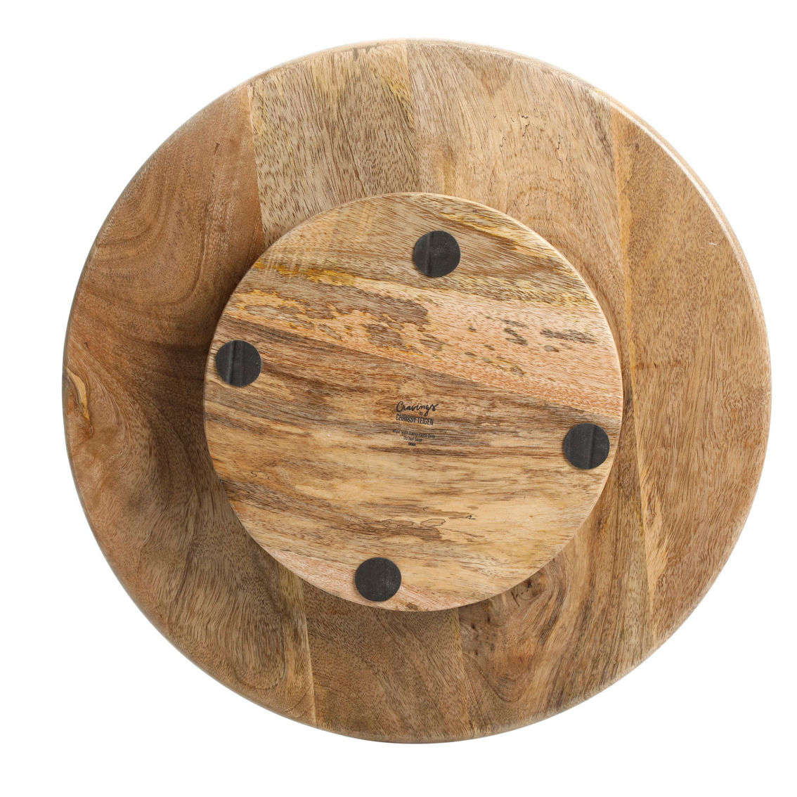 Cravings By Chrissy Teigen 16 Inch Round Mango Wood Lazy Susan with Metal Inlay - Image 3 of 4