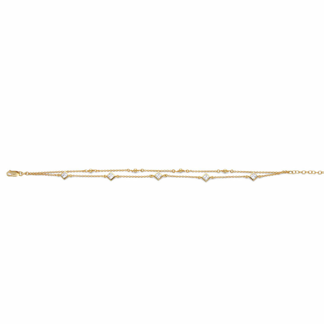 PalmBeach 1.85 TCW CZ Gold-Plated Silver Ankle Bracelet - Image 4 of 5