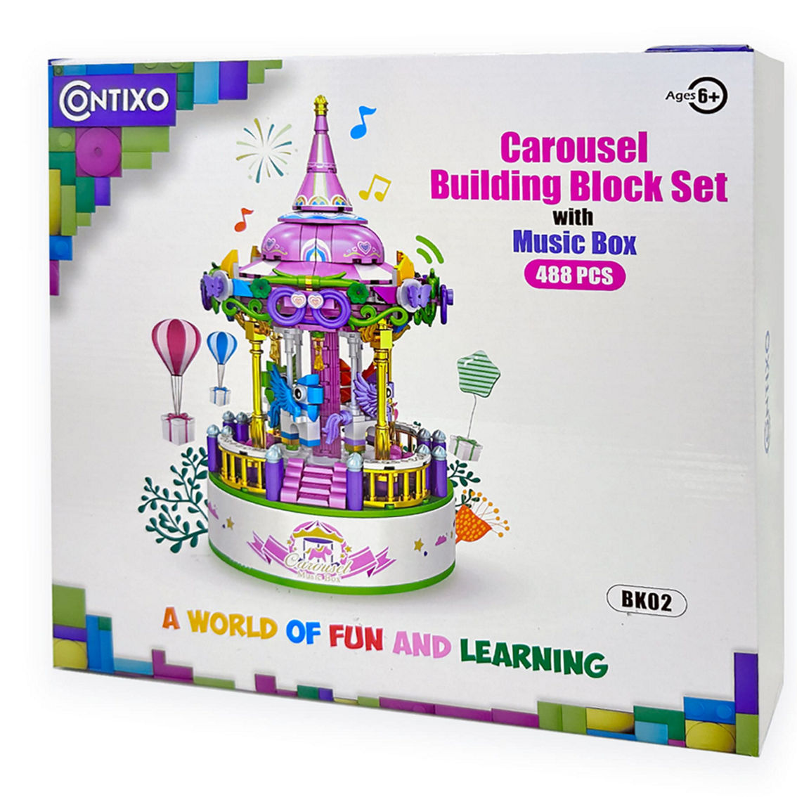 Contixo BK02 Carousel Building Block Set with Music Box, 488 Pieces - Image 2 of 5