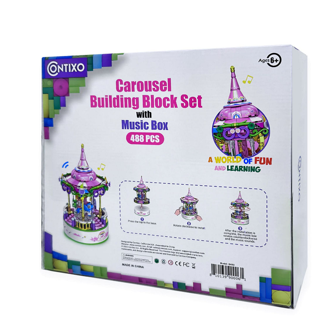 Contixo BK02 Carousel Building Block Set with Music Box, 488 Pieces - Image 3 of 5