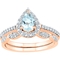 10K Rose Gold Genuine Aquamarine and 1/3 CTW Diamond Bridal Set - Image 2 of 2