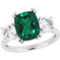 Sofia B. 10K White Gold Created Emerald and Created White Sapphire Three-Stone Ring - Image 1 of 4
