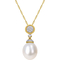 Michiko 14K Yellow Gold 1/7 CTW Diamond and Cultured Pearl Drop Necklace - Image 1 of 3