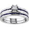 Sofia B. Sterling Silver Lab Created Blue Sapphire and 1/6 CTW Diamond Bridal Set - Image 1 of 3