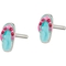 Sterling Silver Post Teal and Pink Enameled Flip Flop Earrings - Image 2 of 2