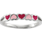 Girls Sterling Silver Enameled Hearts Ring Size 3 - Image 1 of 3