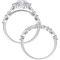 10K White Gold Created White Sapphire and Diamond Halo Floral Bridal Ring Set - Image 3 of 6