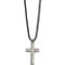 Chisel Stainless Steel Brushed and Polished Cross Leather Cord Pendant - Image 1 of 5